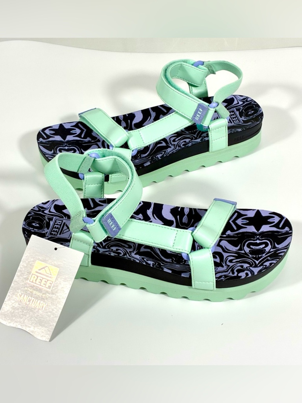Reef Sanctuary Rem Hi Platform Sandals Cosmic Green 10 NEW